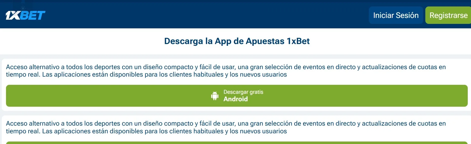Instalación APK rápida de 1xBet en Android