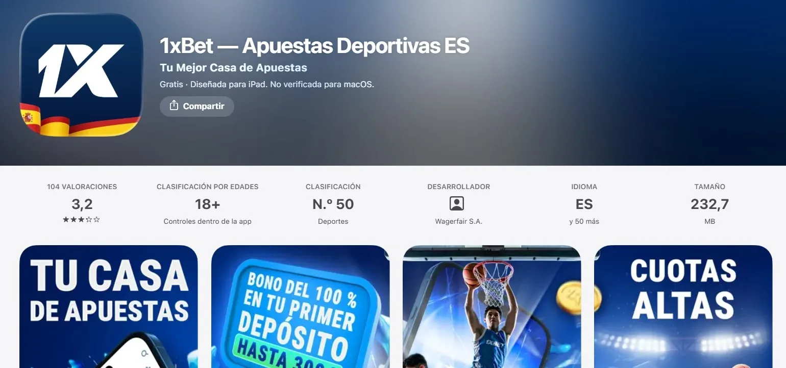 Instalar 1xBet desde la App Store